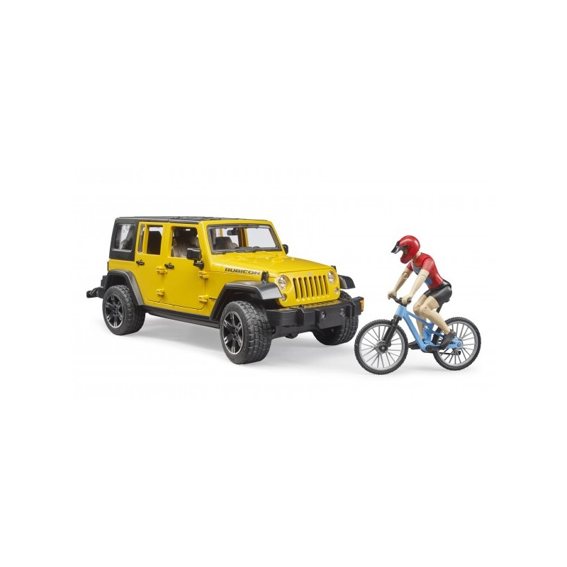 Jeep Wrangler con ciclista